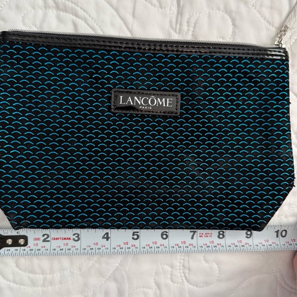 Lancôme Signature Black with Blue Cosmetic Makeup Tavel Clutch Bag New - Picture 6 of 9